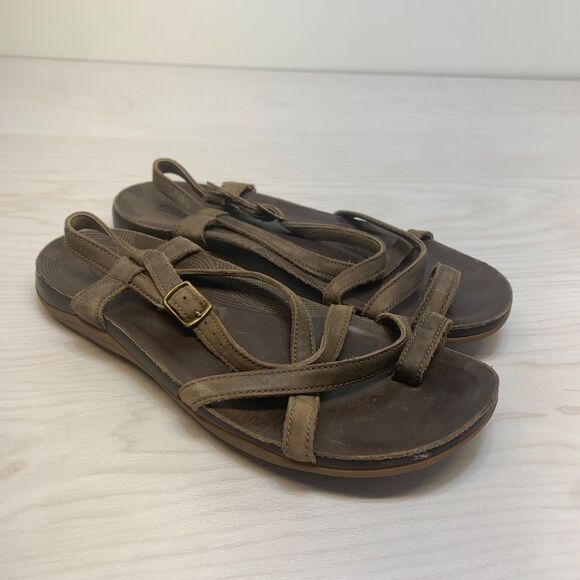 Chaco Brown Leather Slingback Strappy Sandals Size 8 Casual Summer - Picture 1 of 9